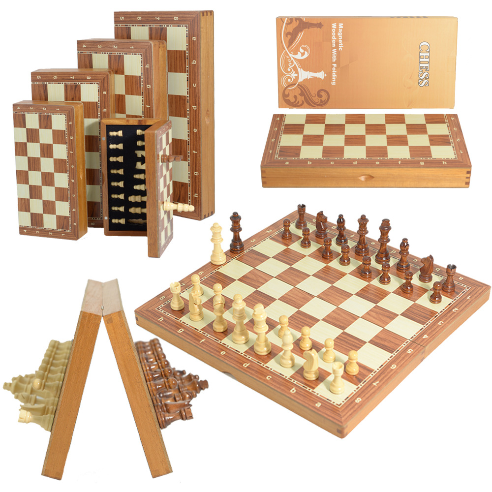 Magnetic Travel Chess - Magnetic Wooden Folding Chess Set Felted