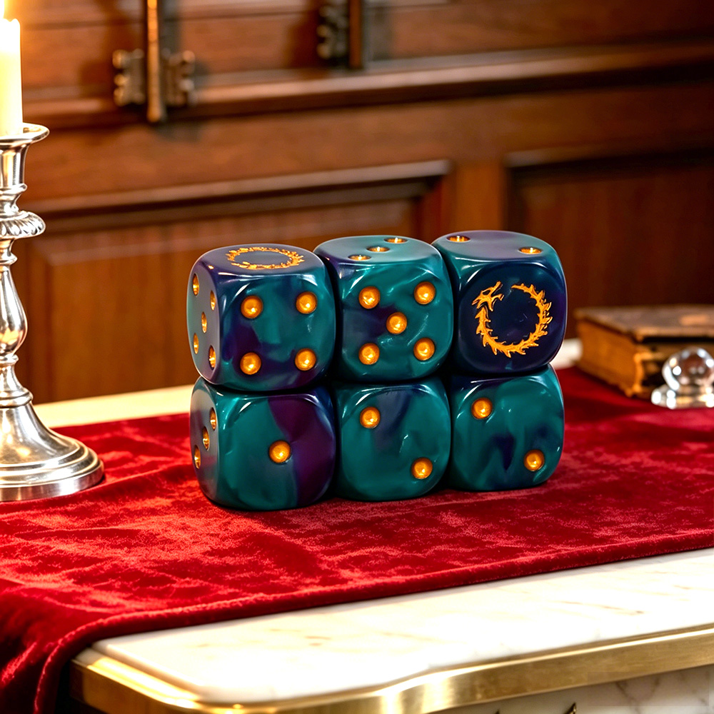 Board Game Live - 6Pcs Deep Sea Gold Flame D6
