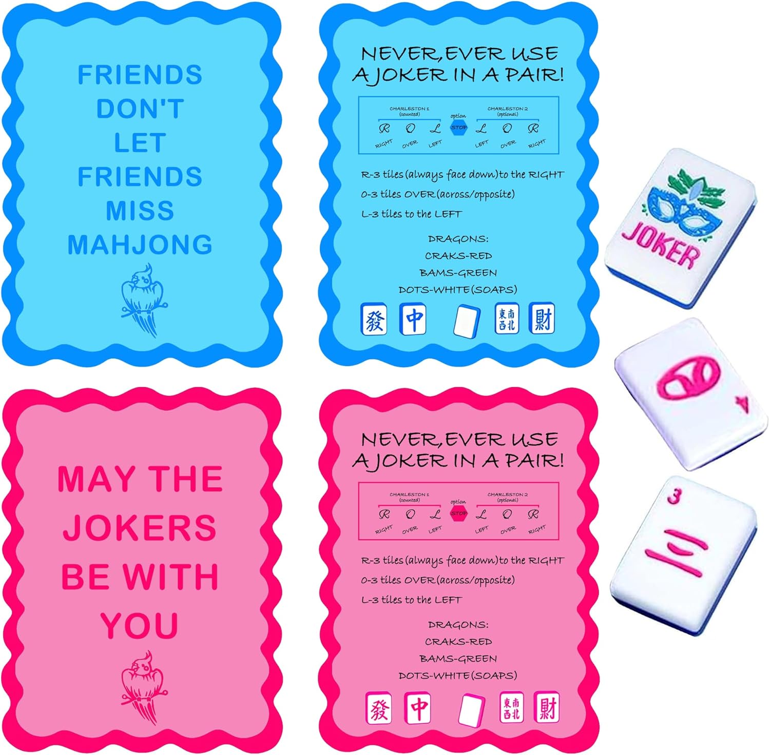 Board Game Mahjong - 4 Pcs Mahjong Shuffler Cards for