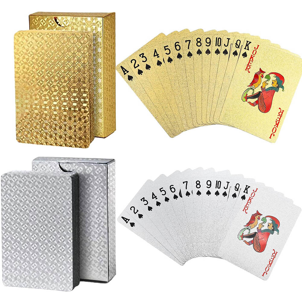 Board Game With Chips - Playing Cards Waterproof Gold Plastic Poker