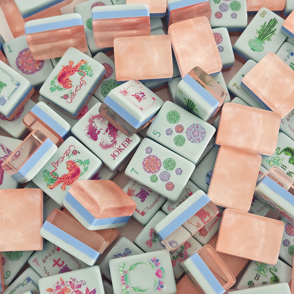 Board Game Mahjong - Engraved Pearl Pink Acrylic American Mahjong