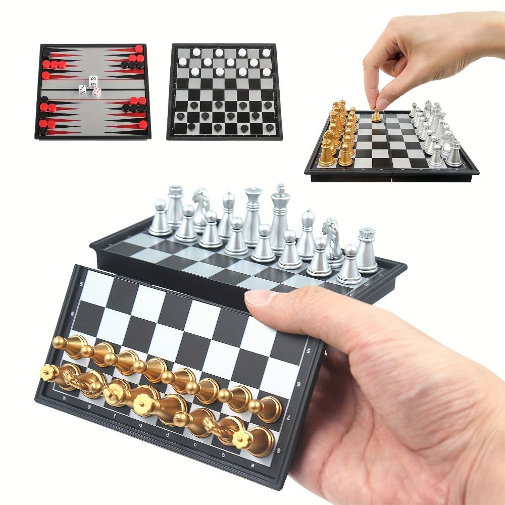 Gold Silver Mini Chess Set Fol - Magnetic Travel Chess review and price