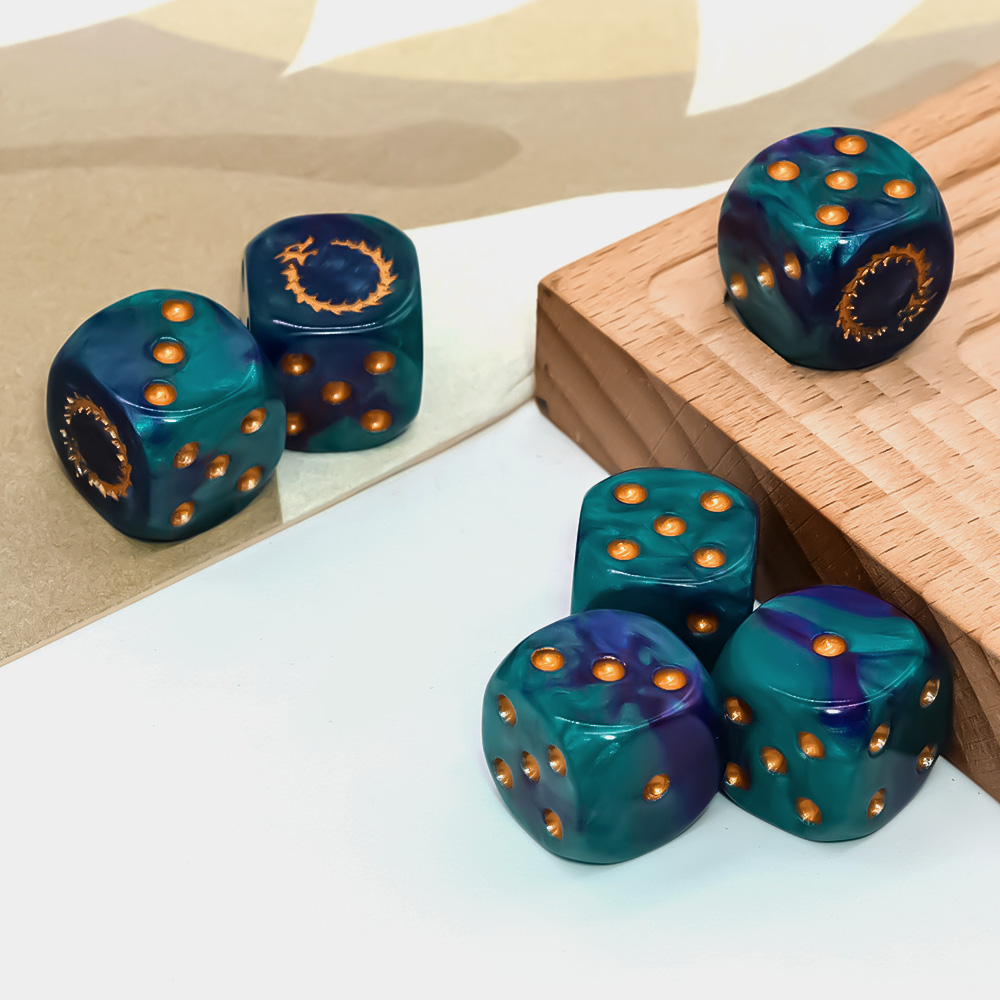 6Pcs Deep Sea Gold Flame D6 Di - Board Game Live review and price