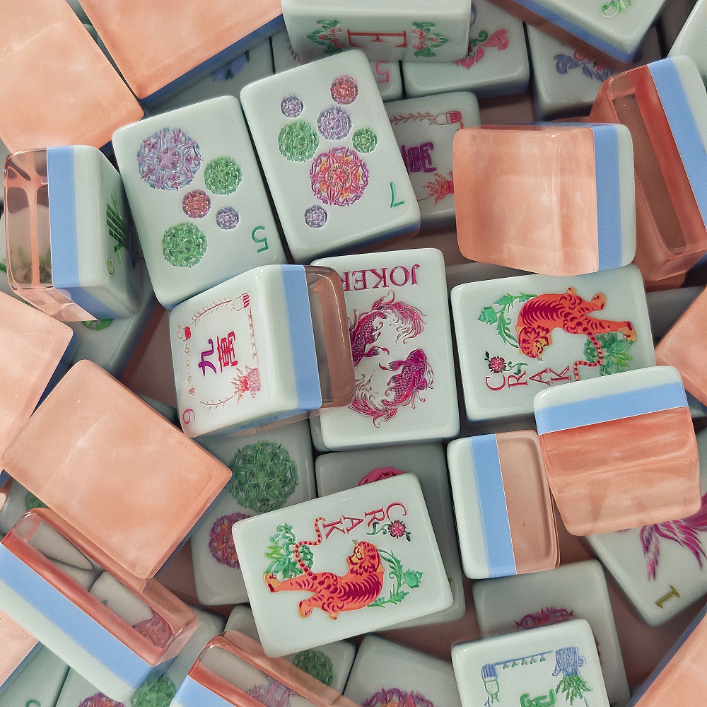Engraved Pearl Pink Acrylic Am - Board Game Mahjong review and price